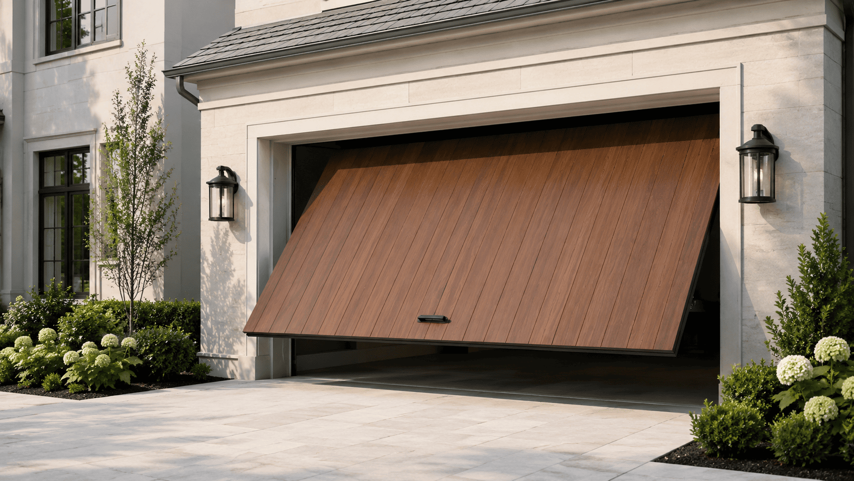 Tilt-up garage door mid-open — The Gap
